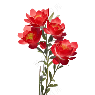 红色海棠花写实手绘练习作品31