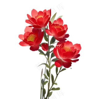 红色海棠花写实手绘练习作品31