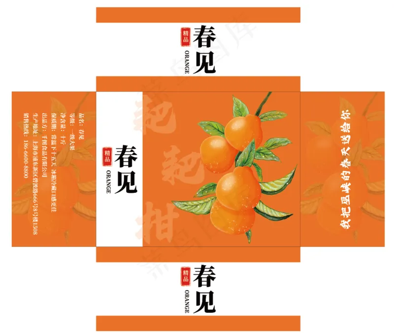 春见耙耙柑包装礼盒设计文件素材psd模版下载