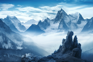 雪山高山高原云霄摄影图