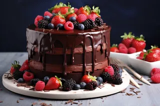 巧克力水果蛋糕生日蛋糕摄影图