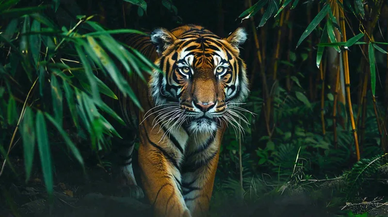 老虎森林丛林里出没老虎动物摄影图(4368x2448)