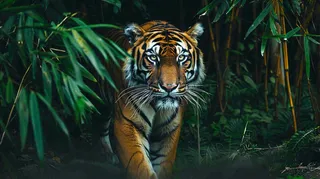 老虎森林丛林里出没老虎动物摄影图