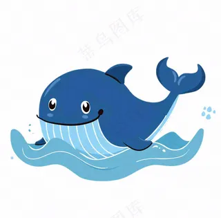 海豚海洋动物蓝色卡通插画免抠