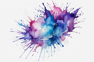 抽象水彩飞溅一个白色背景图片