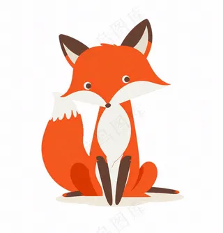狐狸橘白动物卡通插画免抠
