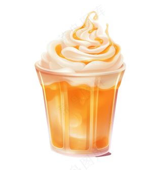 冰淇淋奶茶奶油饮料手绘卡通插画免抠