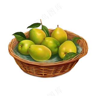 免抠一盆手绘风的梨子