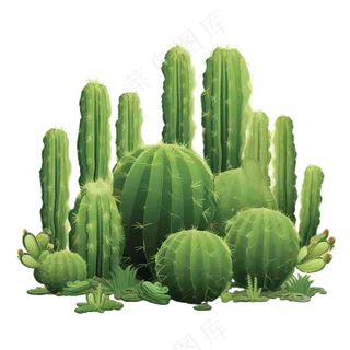免抠卡不同形状的通仙人掌