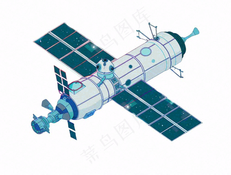 卫星探测器航空卡通插画免抠(1264x960)