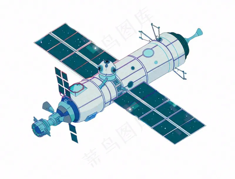 卫星探测器航空卡通插画免抠(1264x960)