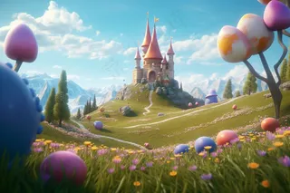 童话城堡草地糖果卡通背景