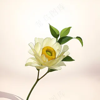 白色黄色手绘新中式风格花植物162
