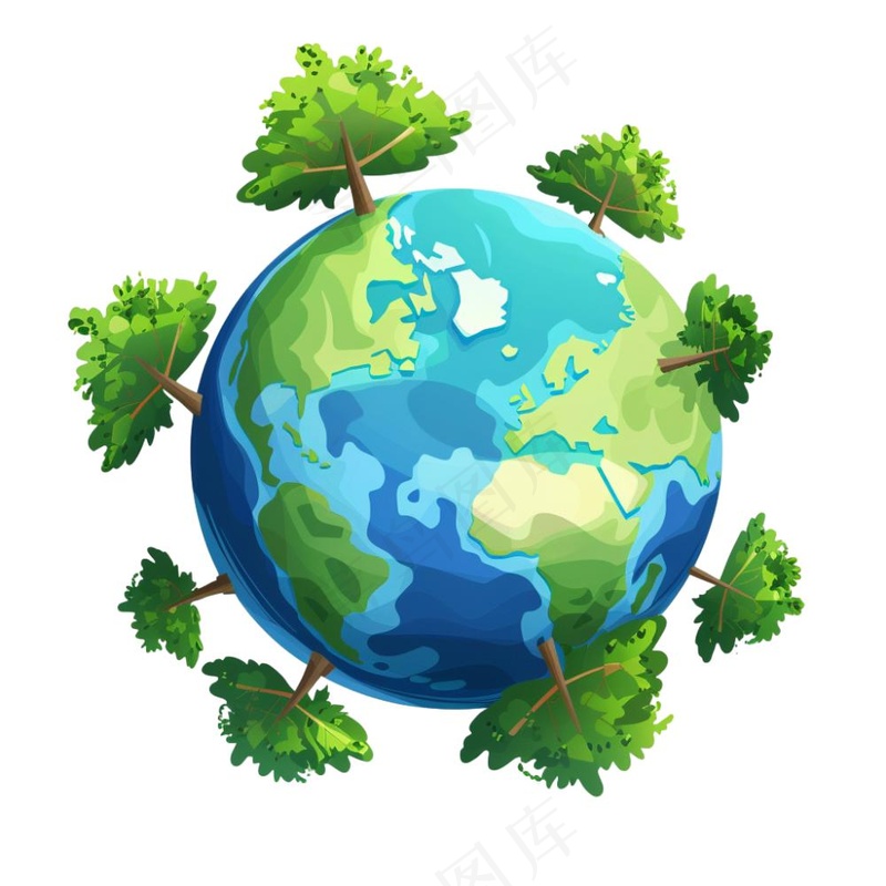 世界地球保护环境绿色卡通插画免抠