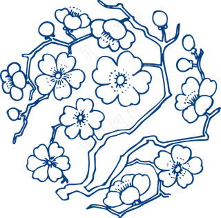 古代青花瓷图案花纹中国风图案祥云纹理传统图腾矢量AI设计免扣素材