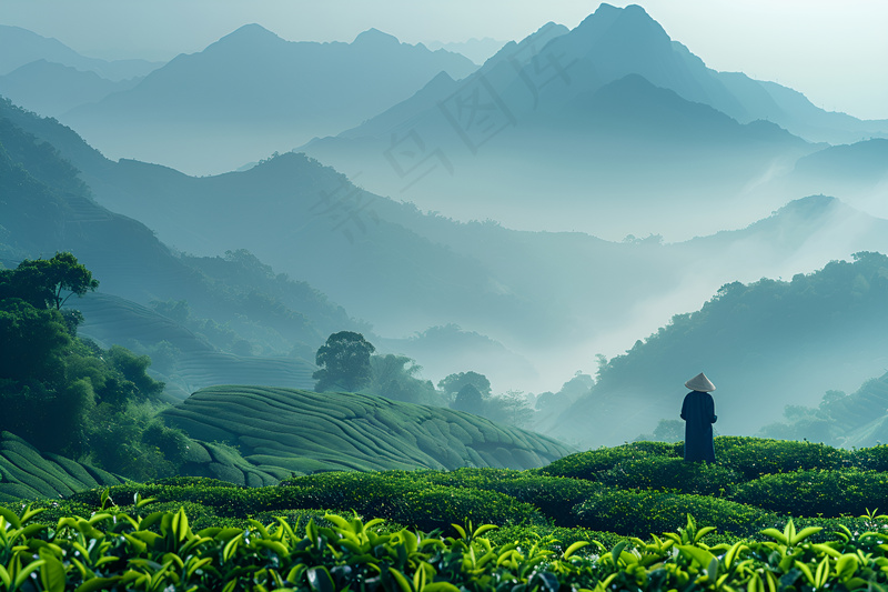 浓雾山脚下的茶园