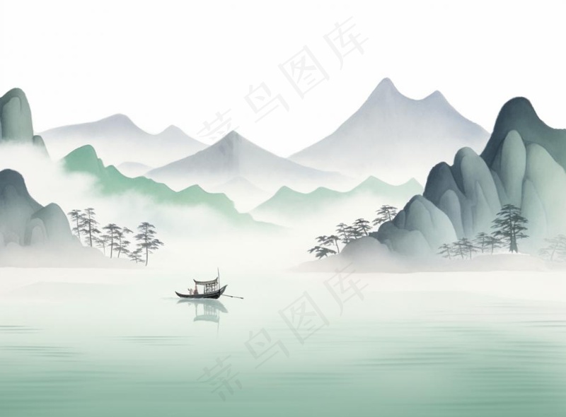 山水水墨画中国风插画背景(1280x944)