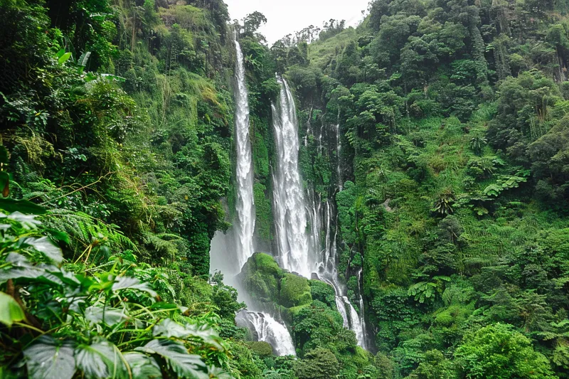 森林山谷的瀑布摄影图(4032x2688)