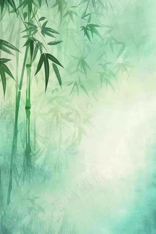 水彩竹林水墨竹子清明端午夏天插画背景