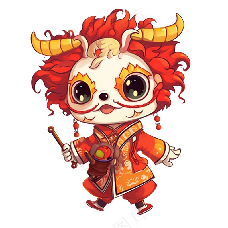 新春新年吉祥物生肖龙年卡通人物插画免抠(1024x1024)