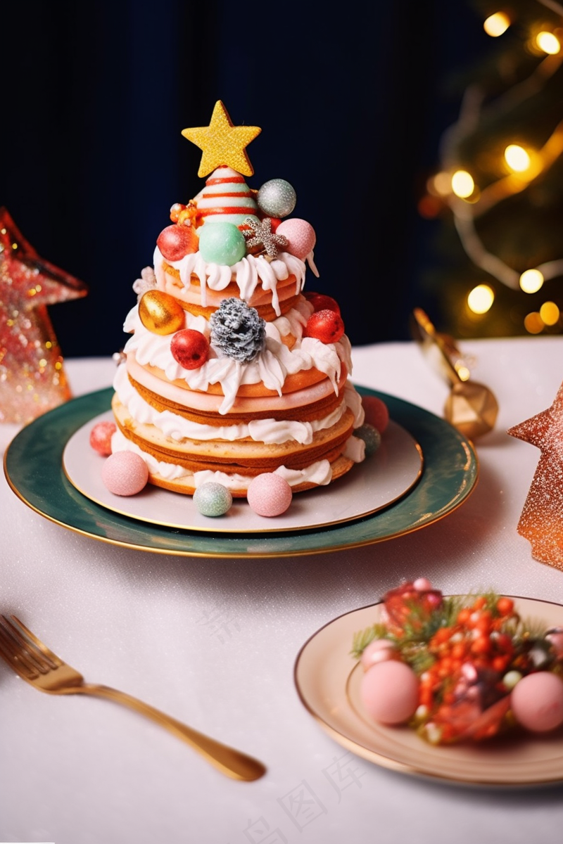 纸杯小蛋糕圣诞蛋糕甜点装饰摄影图