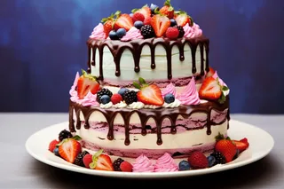 生日蛋糕水果蛋糕奶油节日甜点摄影图