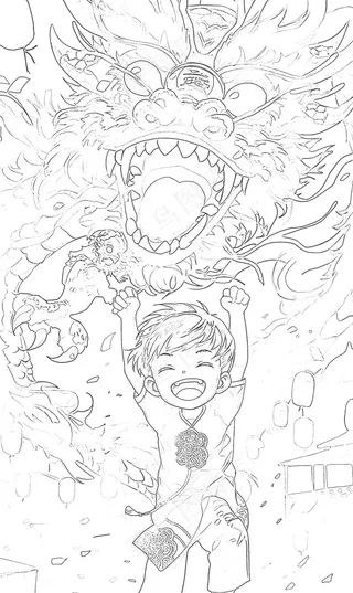 新年舞龙儿童画图片素材 (56)