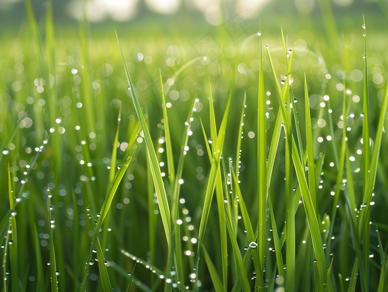  水稻苗绿色嫩枝摄影图