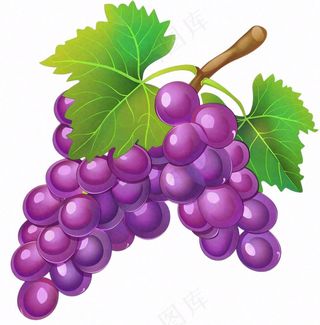 紫葡萄水果卡通插画免抠