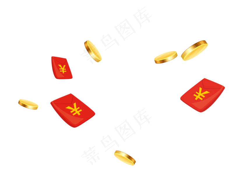 红包金币飘落散落大促活动png素材