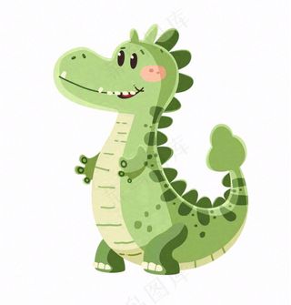 绿色鳄鱼可爱动物卡通插画免抠