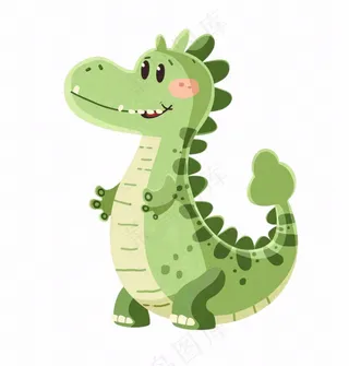 绿色鳄鱼可爱动物卡通插画免抠