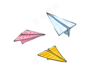 卡通手绘箭头纸飞机PNG免抠元素图片海报背景儿童装饰漂浮