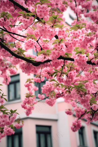 春天粉色樱花桃花海棠花摄影图