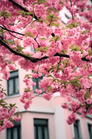 春天粉色樱花桃花海棠花摄影图