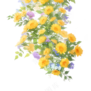 黄色 唯美 手绘 免抠 PNG 花 植物 素材11