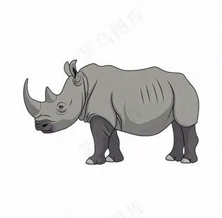 大犀牛动物卡通插画免抠