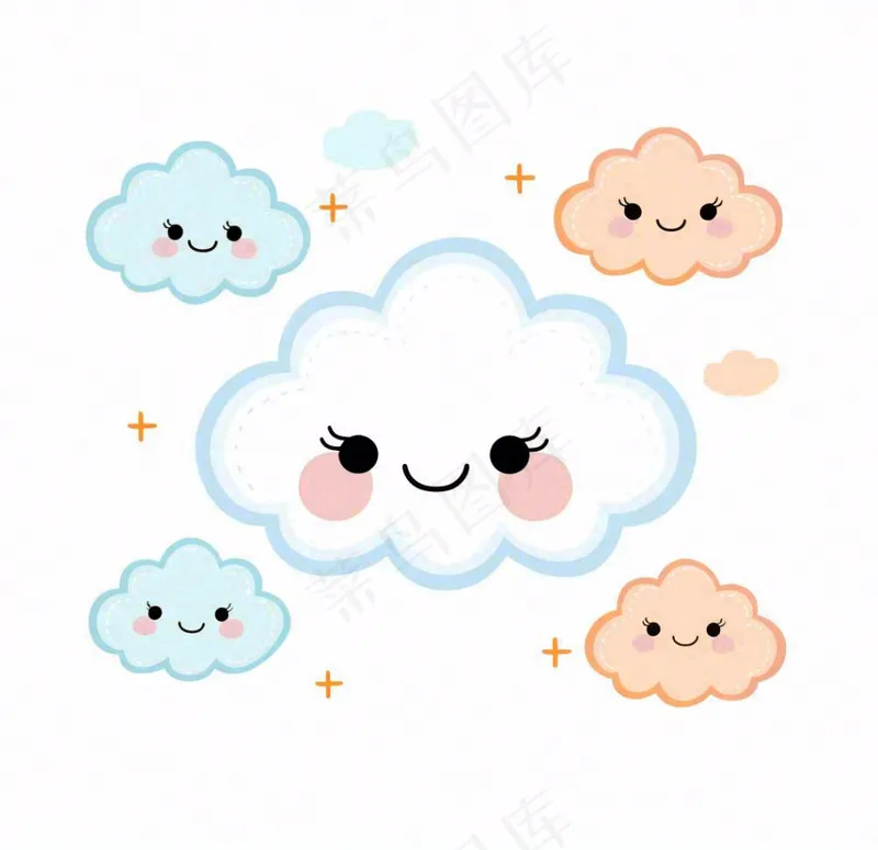 白云云朵天气卡通插画免抠(1056x1024)