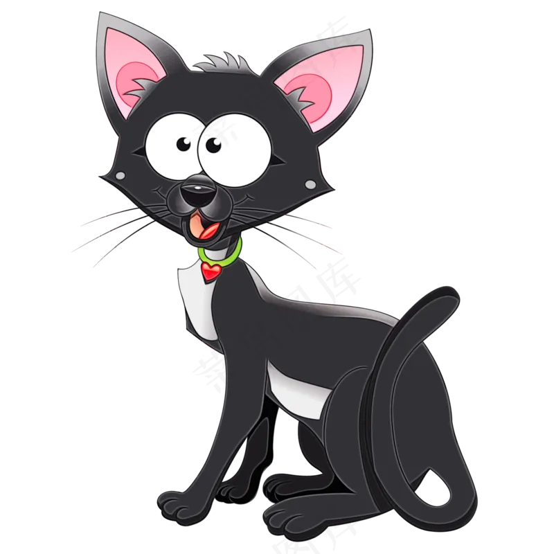 免抠大眼睛的黑色卡通猫咪