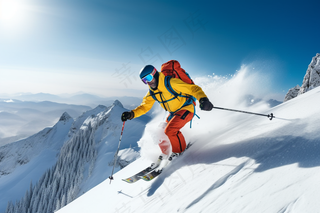 滑雪运动山坡白雪山地摄影图