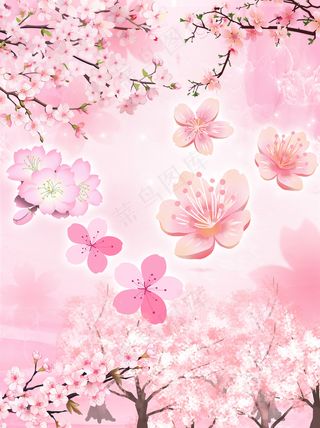浪漫粉红樱花花瓣底纹素材大合集