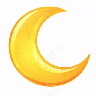 月亮弯月黄色卡通插画免抠