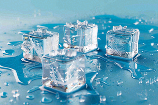 夏日清凉透明的冰块摄影图