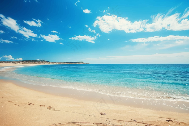 夏日海滩蓝色海洋度假摄影图(4032x2688)