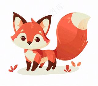 狐狸橘白动物卡通插画免抠
