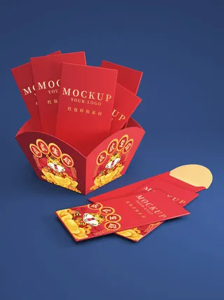 新年红色周边物品样机