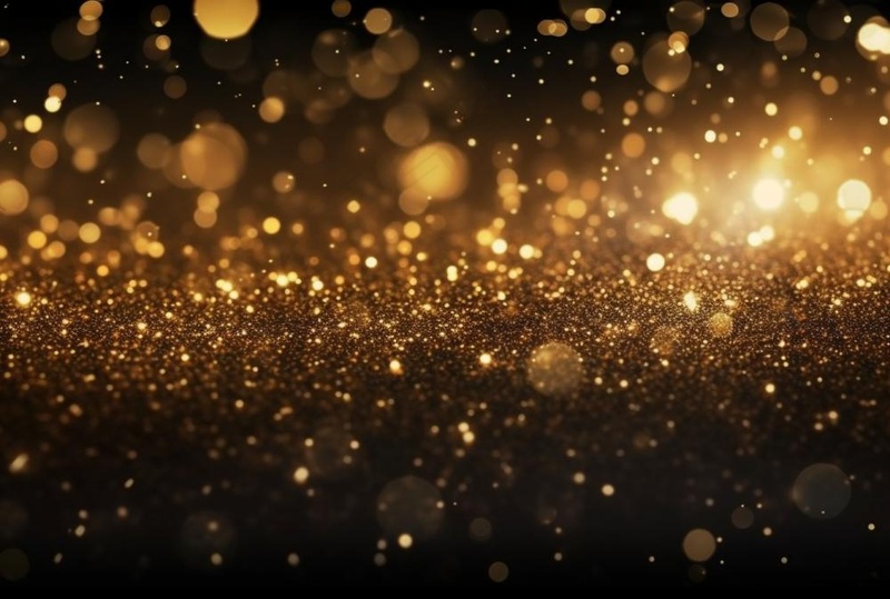 黑金色大气闪光粒子金色尘粉光晕灯光摄影背景图