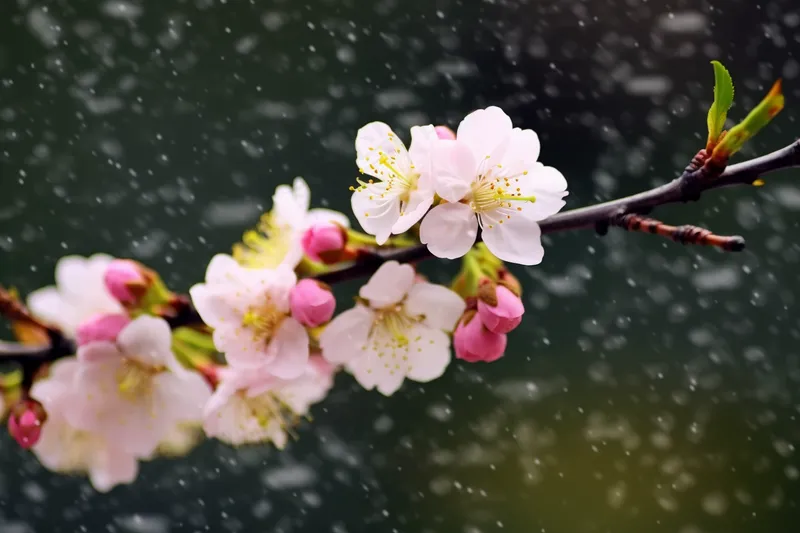 冬季大雪梅花开放桃花海棠花摄影图(4032x2688)