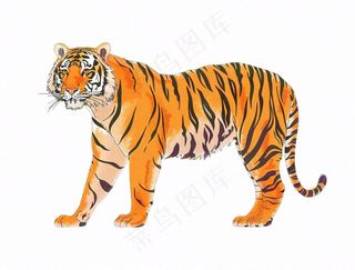 老虎丛林之王动物卡通插画免抠