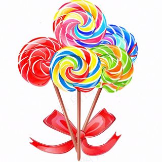 彩虹棒棒糖甜蜜卡通插画免抠